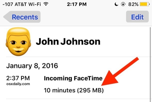 Controlla l'utilizzo dei dati delle chiamate FaceTime per chiamata in iOS
