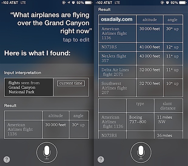 Guarda gli aeroplani che volano sopra con Siri su iPhone