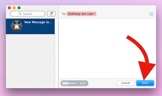 Invia un messaggio audio in Mac OS X