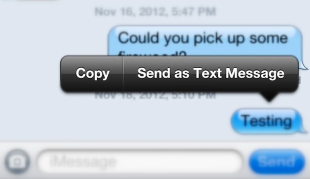 Invia un iMessage come messaggio di testo