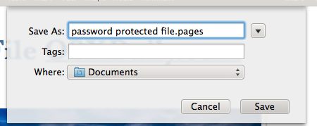 Salvataggio di un documento iWork protetto da password