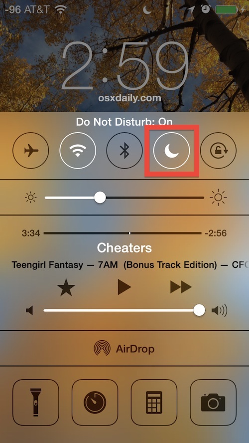Abilita la modalità Non disturbare in iOS tramite il Centro di controllo