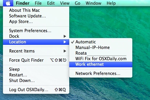 Cambia rapidamente le posizioni di rete in Mac OS X