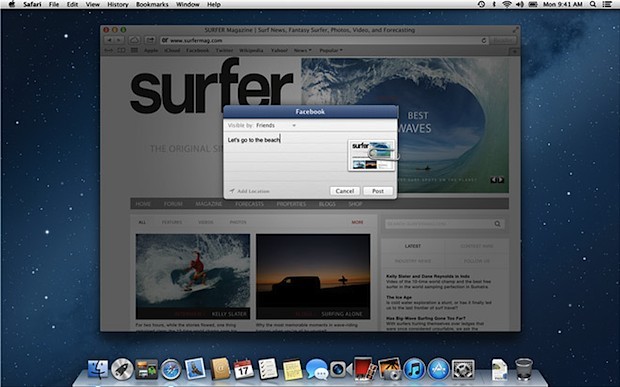 Condividi su Facebook da Mac OS X