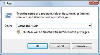 Connetti a una condivisione di file Mac dal comando Esegui di Windows