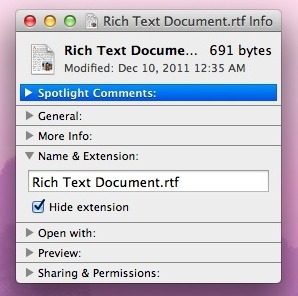 Mostra una singola estensione di file in Mac OS X