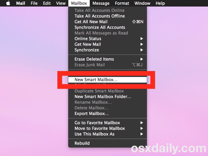 Crea una nuova casella postale intelligente su Mac Mail