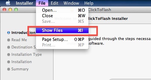 Mostra i file da installare in OS X