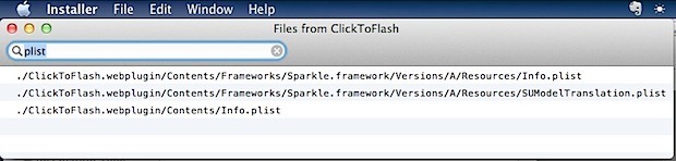 Cerca i file che verranno installati in Mac OS X