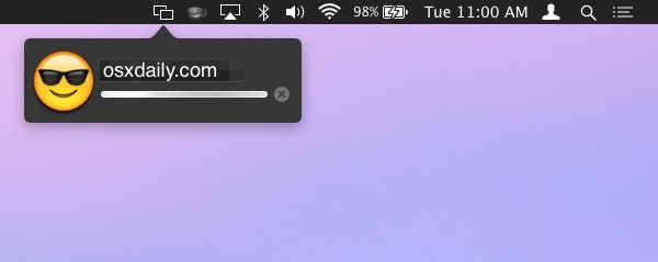 Condivisione dello schermo nella barra dei menu di OS X