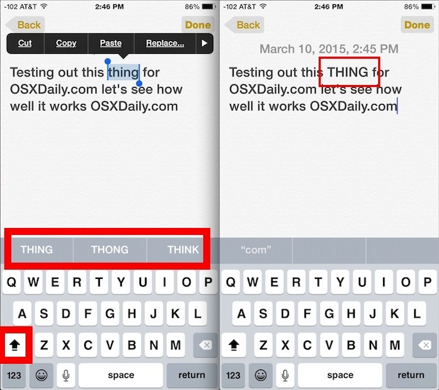 Cambia rapidamente l'involucro delle parole in iOS