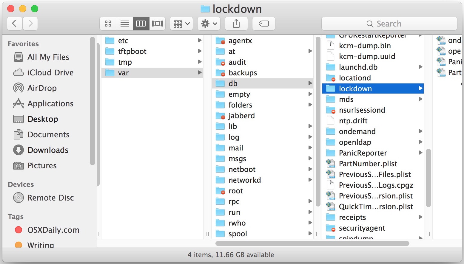 La directory di blocco iOS con più certificati iOS nel file system Mac OS X.