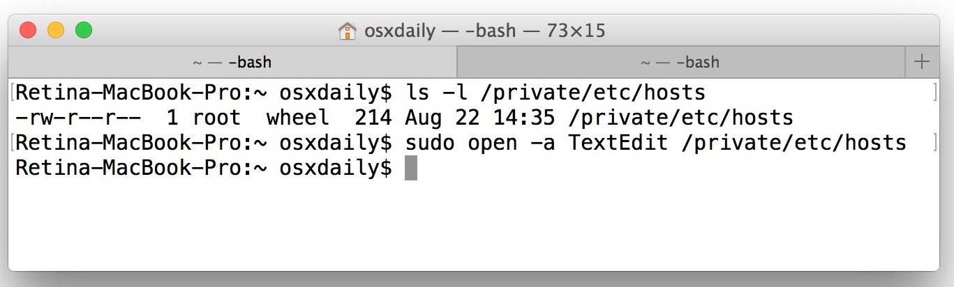 Come modificare il file hosts in TextEdit di Mac OS X