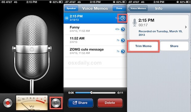 Accorcia le registrazioni dei memo vocali su iPhone
