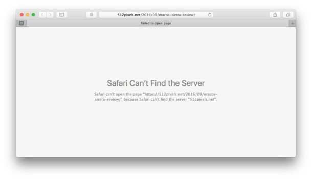Safari non riesce a trovare il server non è riuscito ad aprire il problema di rete macOS Sierra Safari pagina
