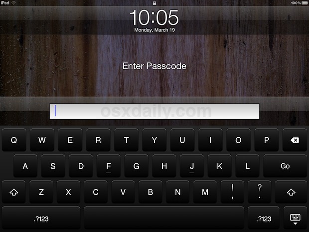 schermata di blocco iPad con un passcode complesso