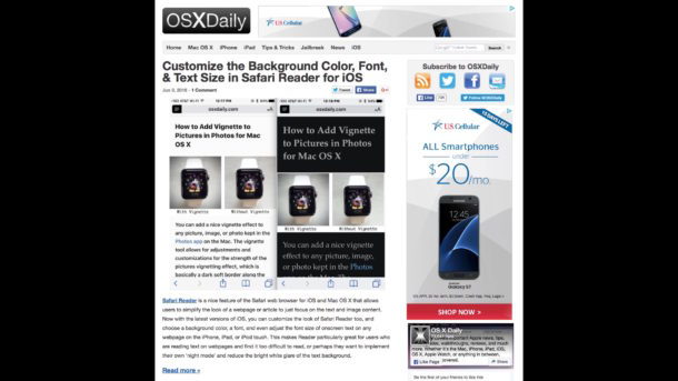 Un sito Web utilizzato come screensaver su Mac OS X