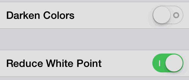Riduci il punto di bianco in iOS: on e off esempio GIF