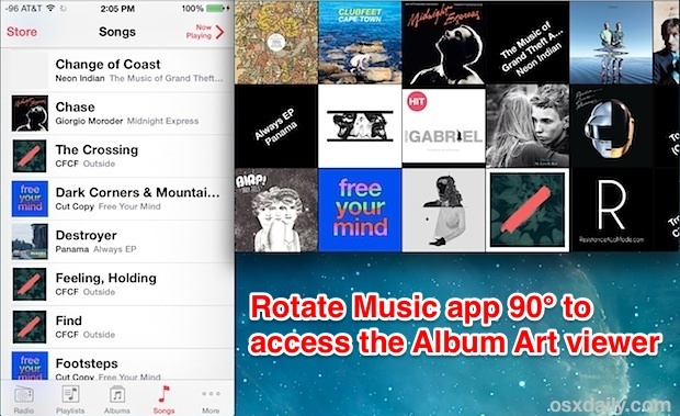 Accedi al lettore musicale di album art in iOS