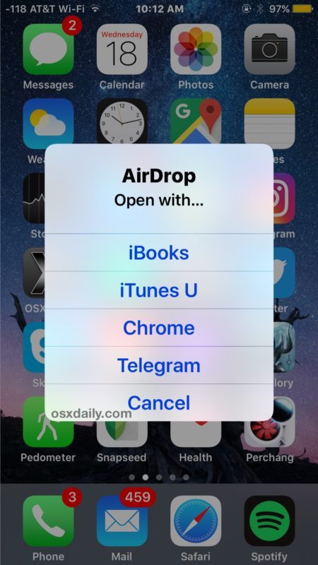 I file AirDrop vanno su diverse app in iOS
