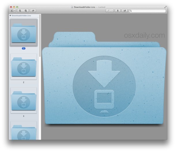 Visualizzazione delle icone delle cartelle predefinite nella cartella Sistemi Mac OS X.