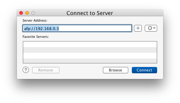 Connettersi a un server Mac locale manualmente