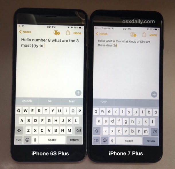 Schermo iPhone 7 Plus vs iPhone 6S Plus