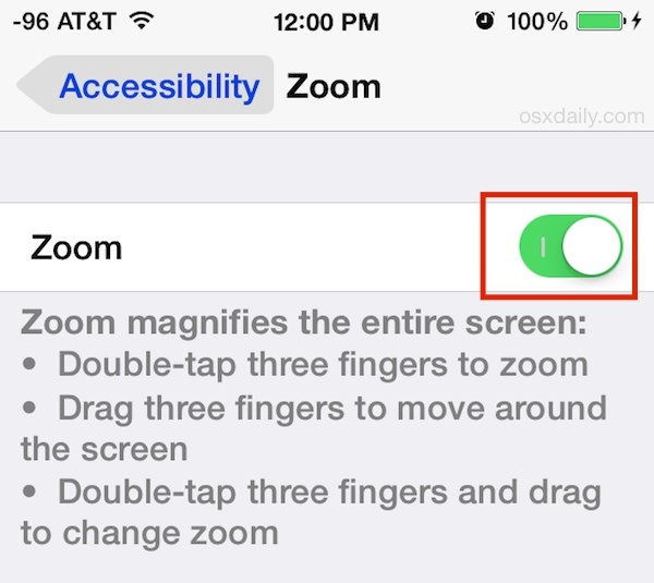 Abilita lo zoom su iPhone in iOS