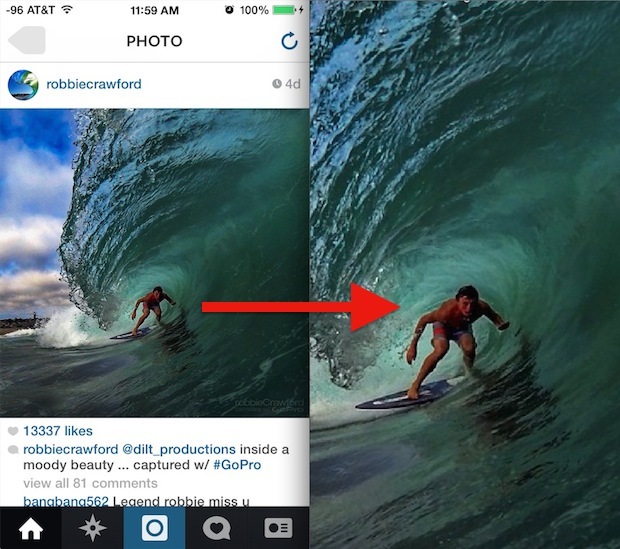 Ingrandisci le immagini di Instagram con un trucco per iPhone